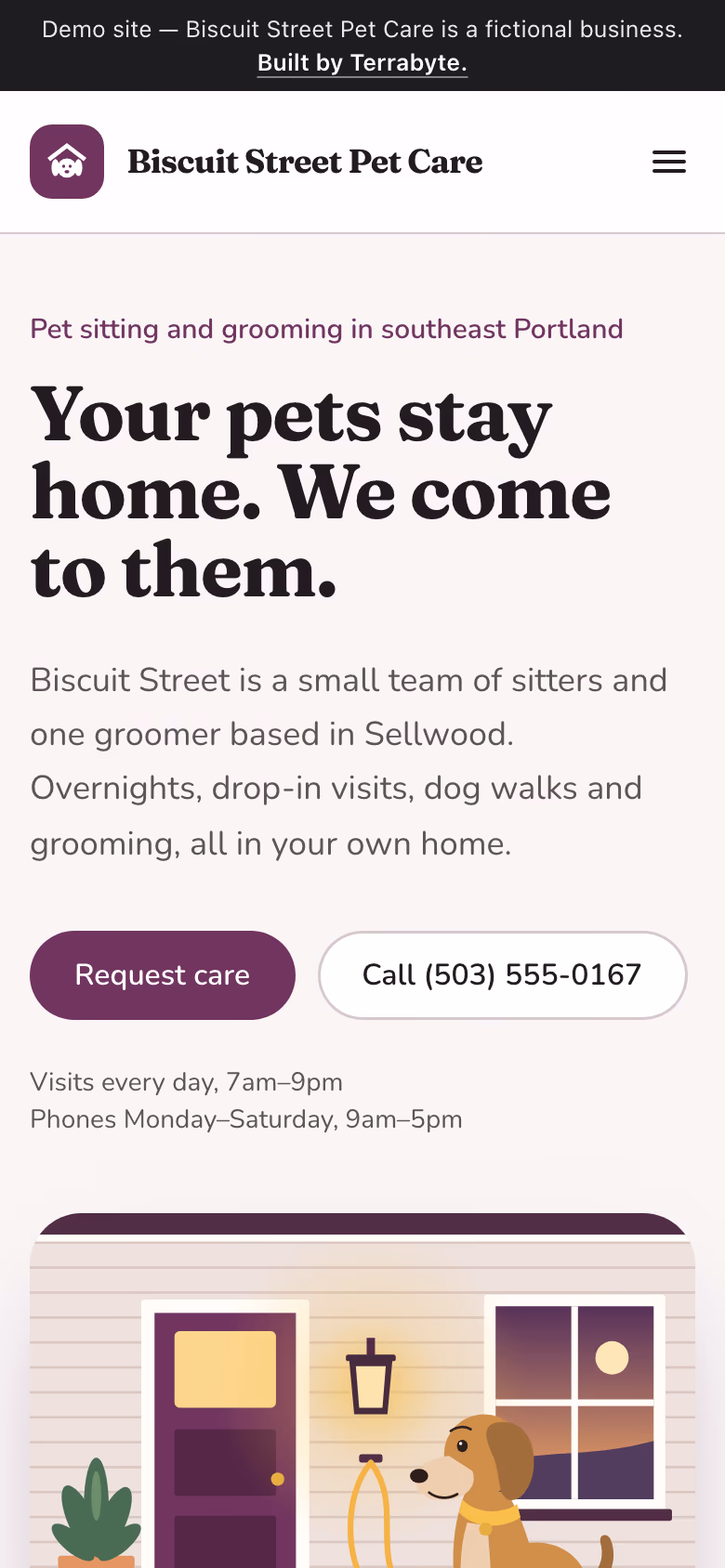 The same site on a phone